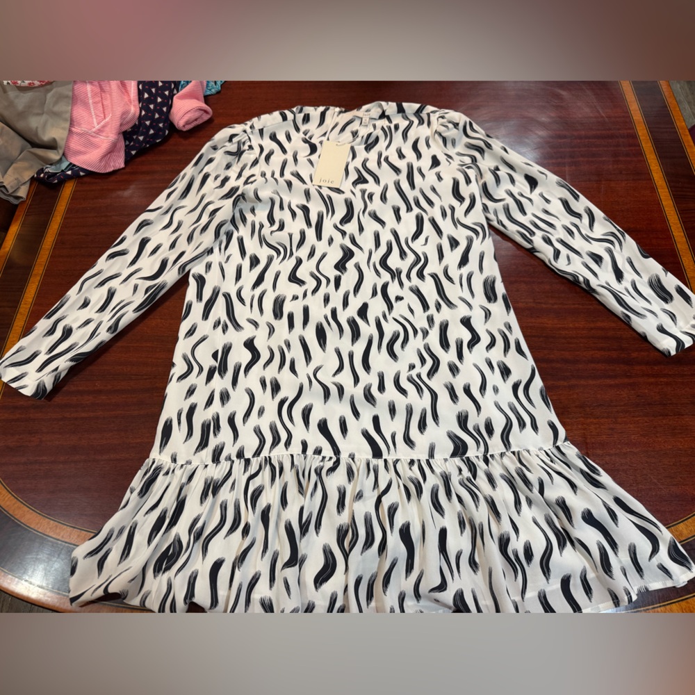 Joie Black and White Patterned Dress New Womens